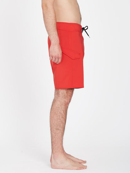 Lido Solid Mod 18" Boardshort - RIBBON RED