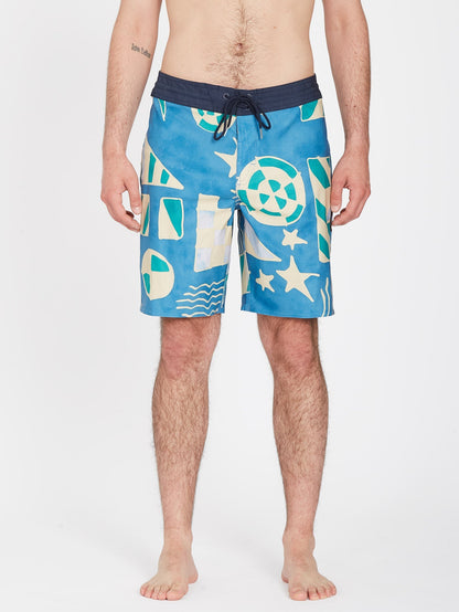 Geo Stoney 19" Boardshort - AGED INDIGO