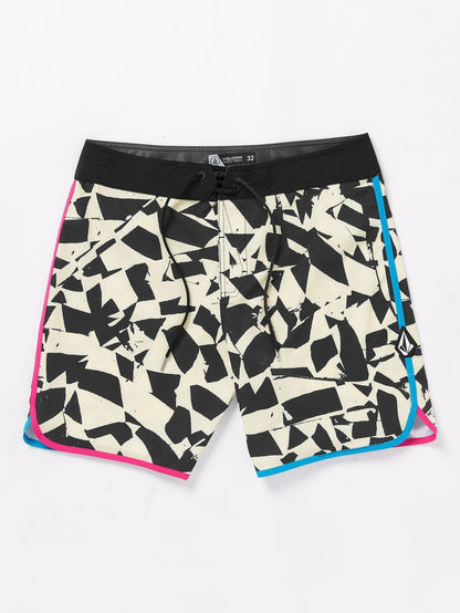 Lido Print Scallop Mod 19" Boardshort - BLACK WHITE