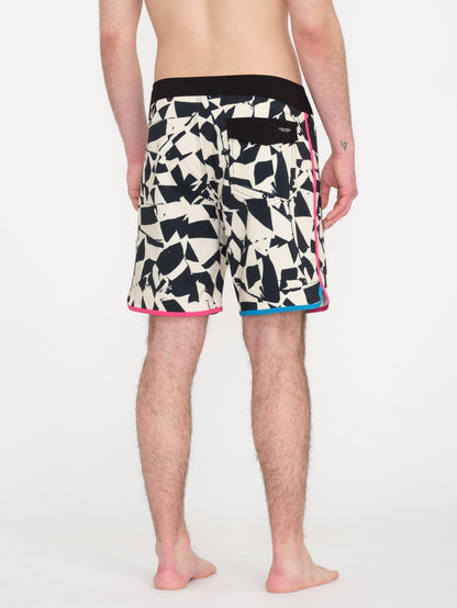 Lido Print Scallop Mod 19" Boardshort - BLACK WHITE