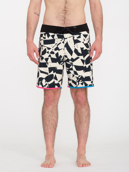 Lido Print Scallop Mod 19" Boardshort - BLACK WHITE