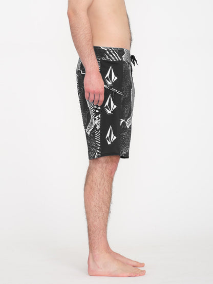 Lido Iconic Mod 19" Boardshort - BLACK WHITE