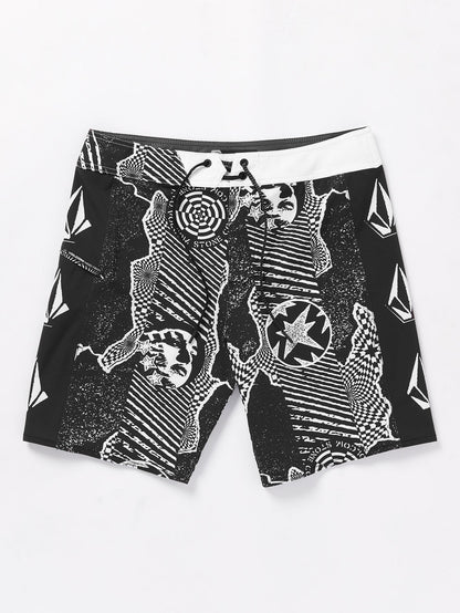 Lido Iconic Mod 19" Boardshort - BLACK WHITE