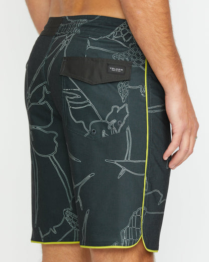 Mister Fib Scallop Stoney 19" Boardshort - STEALTH
