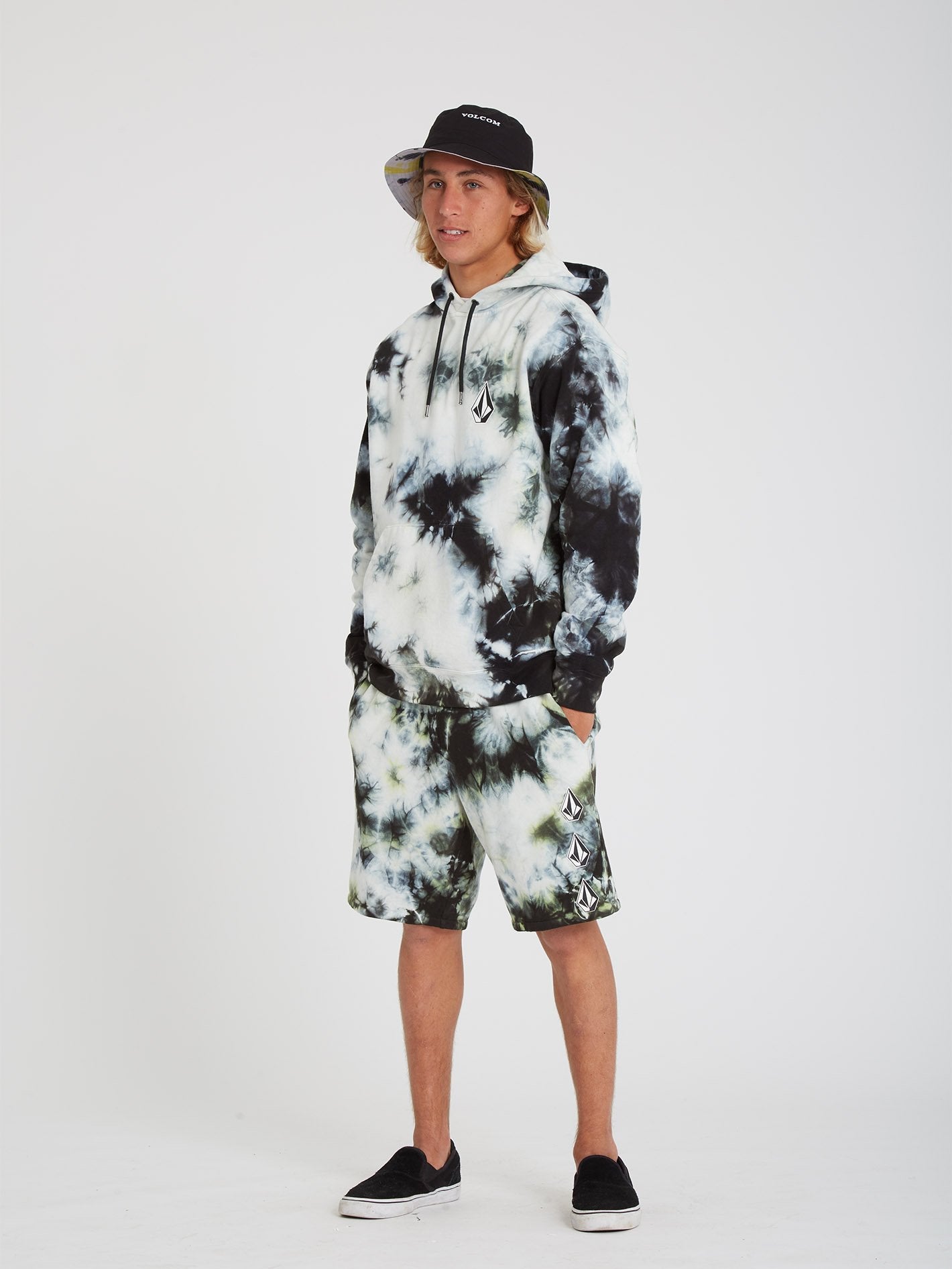 Iconic Stone Plus Fleece Short - LIME TIE DYE