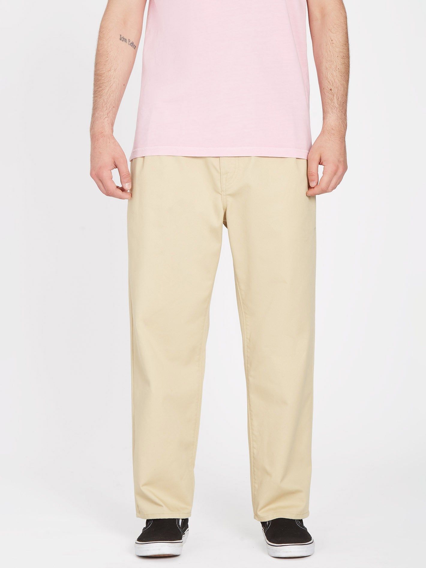 Pleated Chino Trousers - ALMOND