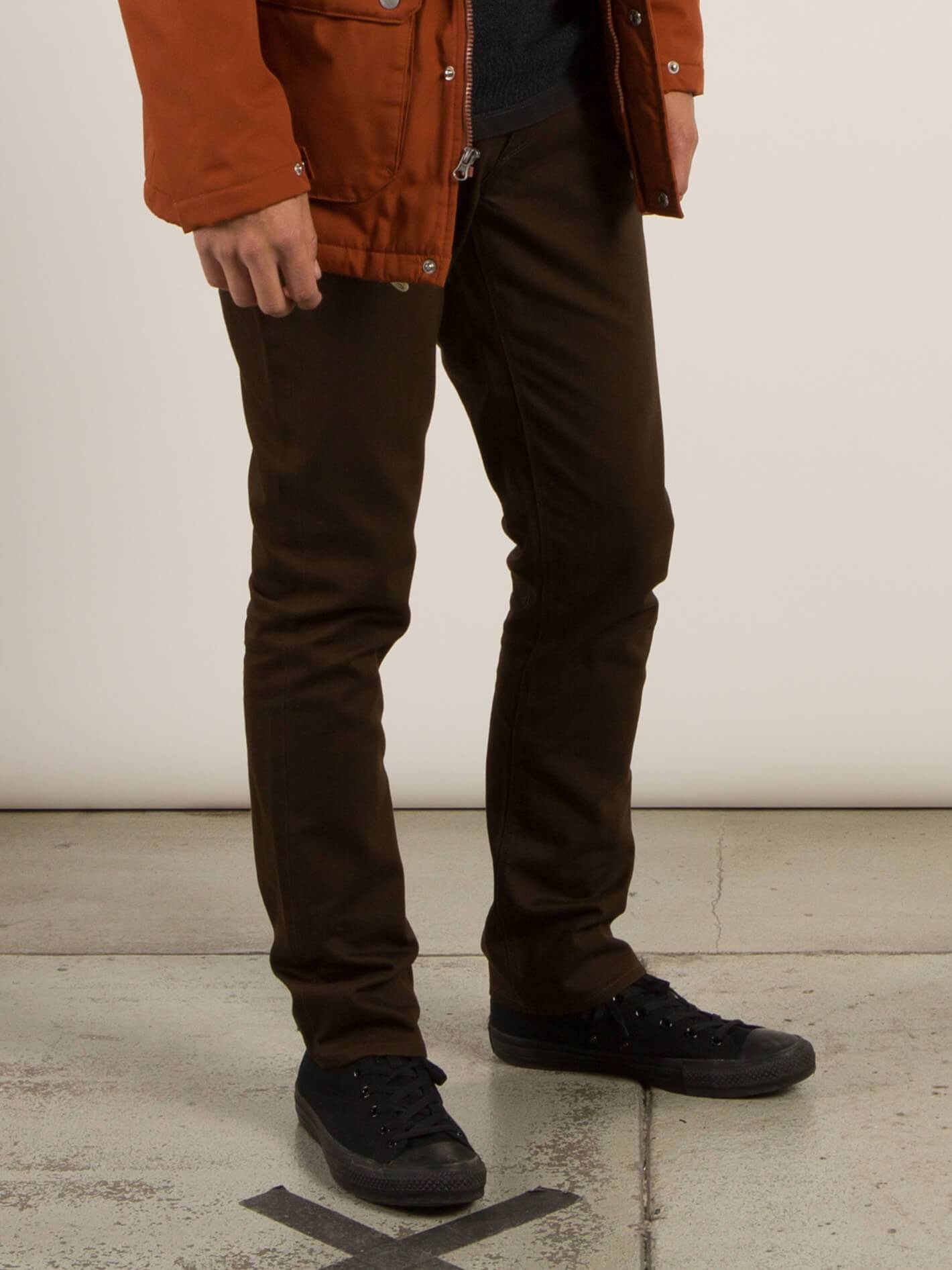 Vorta 5 Pocket Slub Slim Fit Jeans - Dark Chocolate