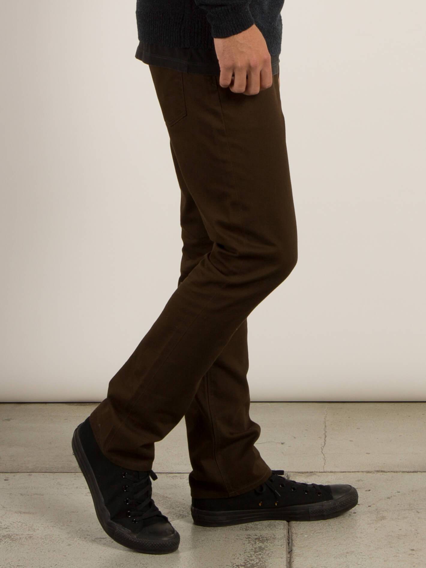Vorta 5 Pocket Slub Slim Fit Jeans - Dark Chocolate