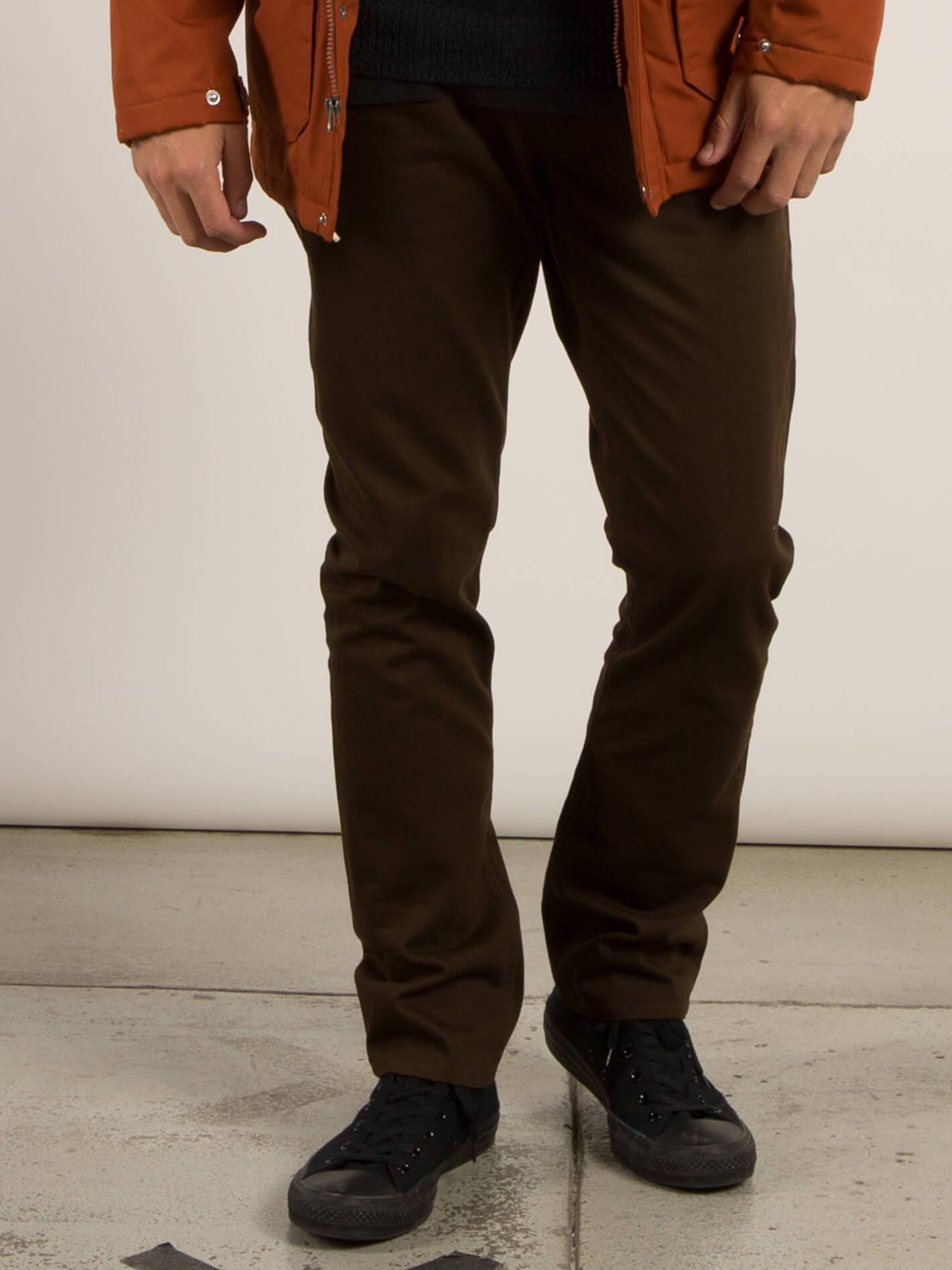 Vorta 5 Pocket Slub Slim Fit Jeans - Dark Chocolate