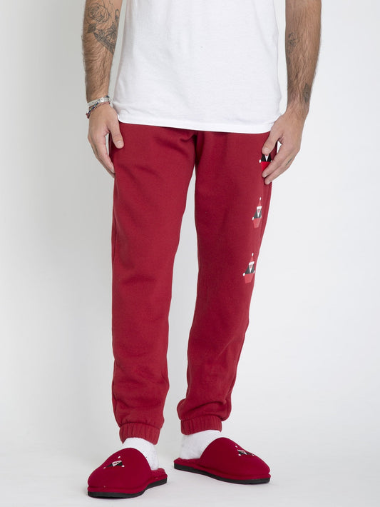 SANTASTONE FLEECE JOGGER - DEEP RED