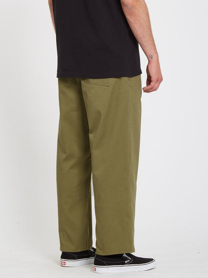 Outer Spaced Solid Elasticated waist Trousers - MARTINI OLIVE