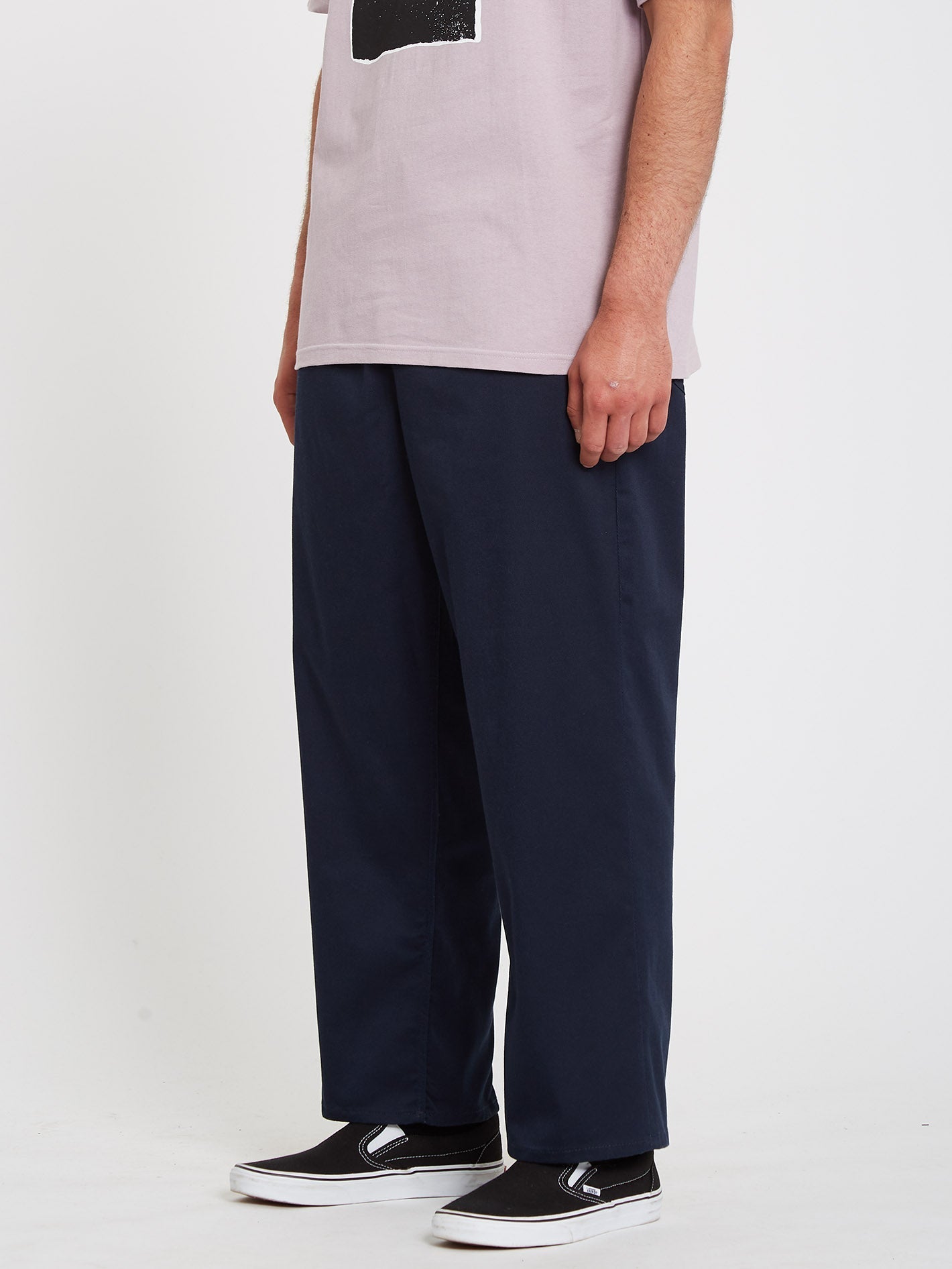 Outer Spaced Solid Elasticated waist Trousers - NAVY
