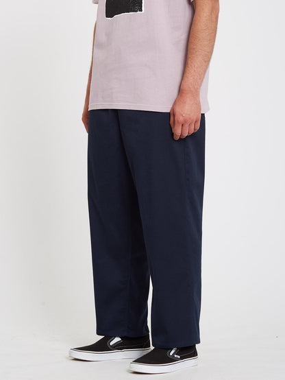 Outer Spaced Solid Elasticated waist Trousers - NAVY