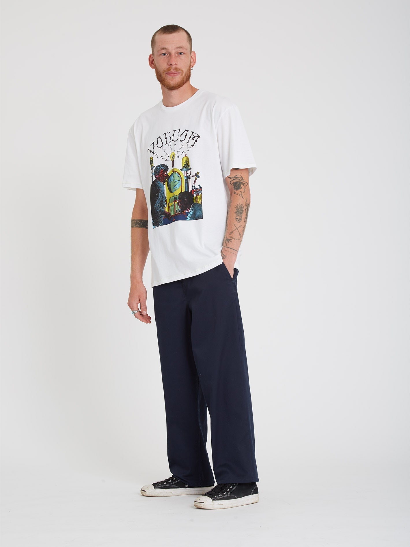 Outer Spaced Solid Elasticated waist Trousers - NAVY