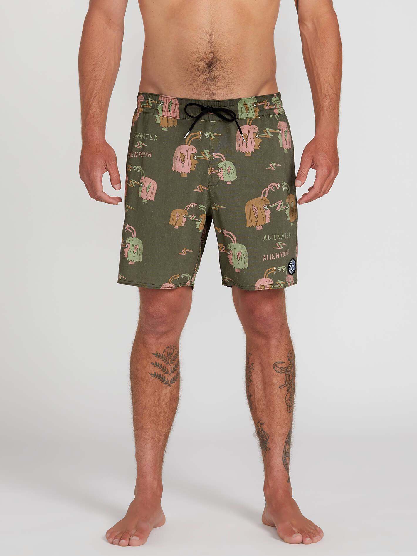Alienated Trunk 17" Boardshort - Mossstone