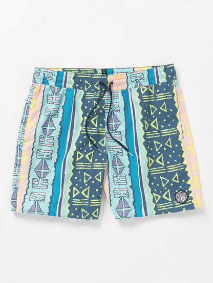 Lido Print Trunk 17" Boardshort - CRETE BLUE