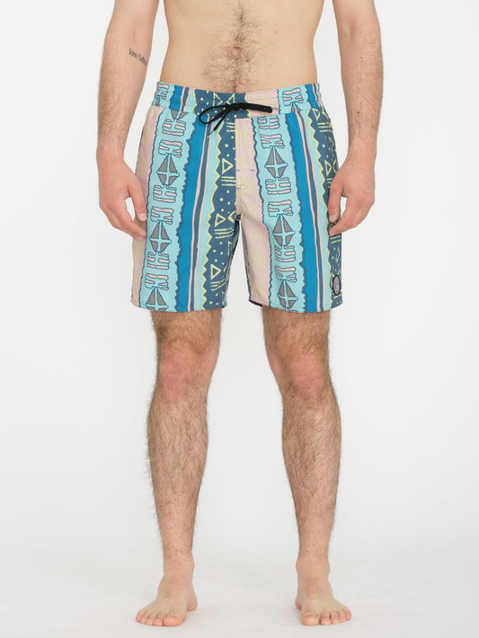 Lido Print Trunk 17" Boardshort - CRETE BLUE