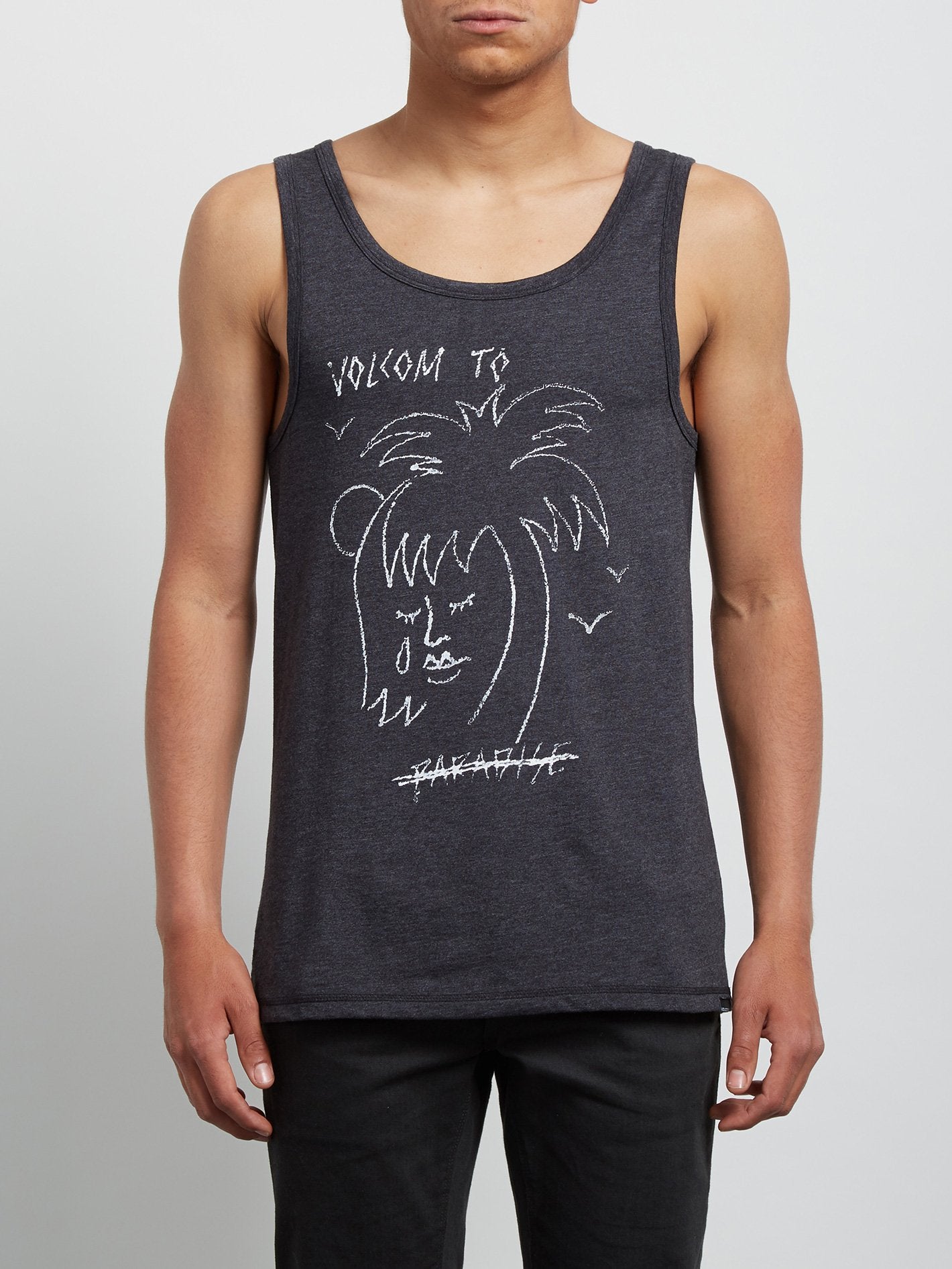 Tropical D Heather Tank - Heather Black
