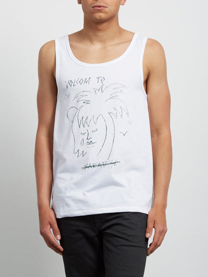 Tropical D Heather Tank - White