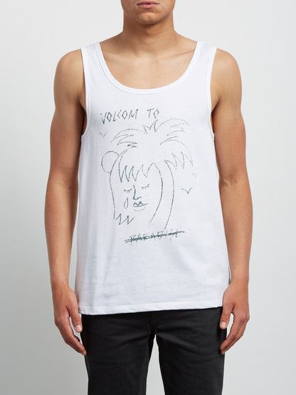 Tropical D Heather Tank - White