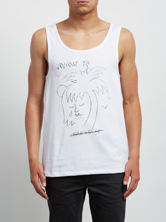 Tropical D Heather Tank - White