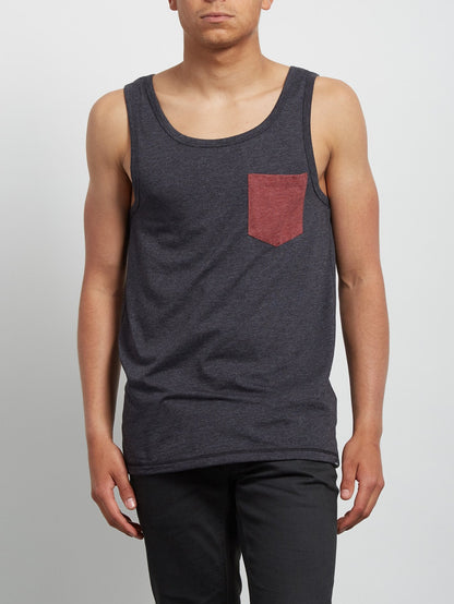 Pocket Heather Tank - Heather Black