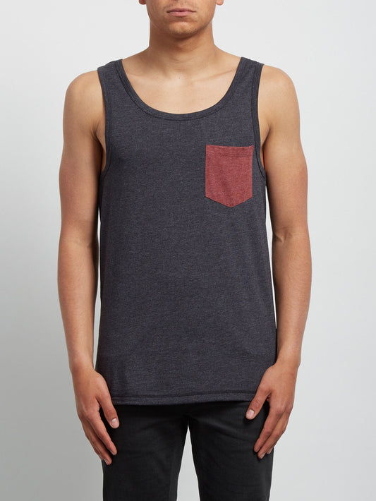 Pocket Heather Tank - Heather Black