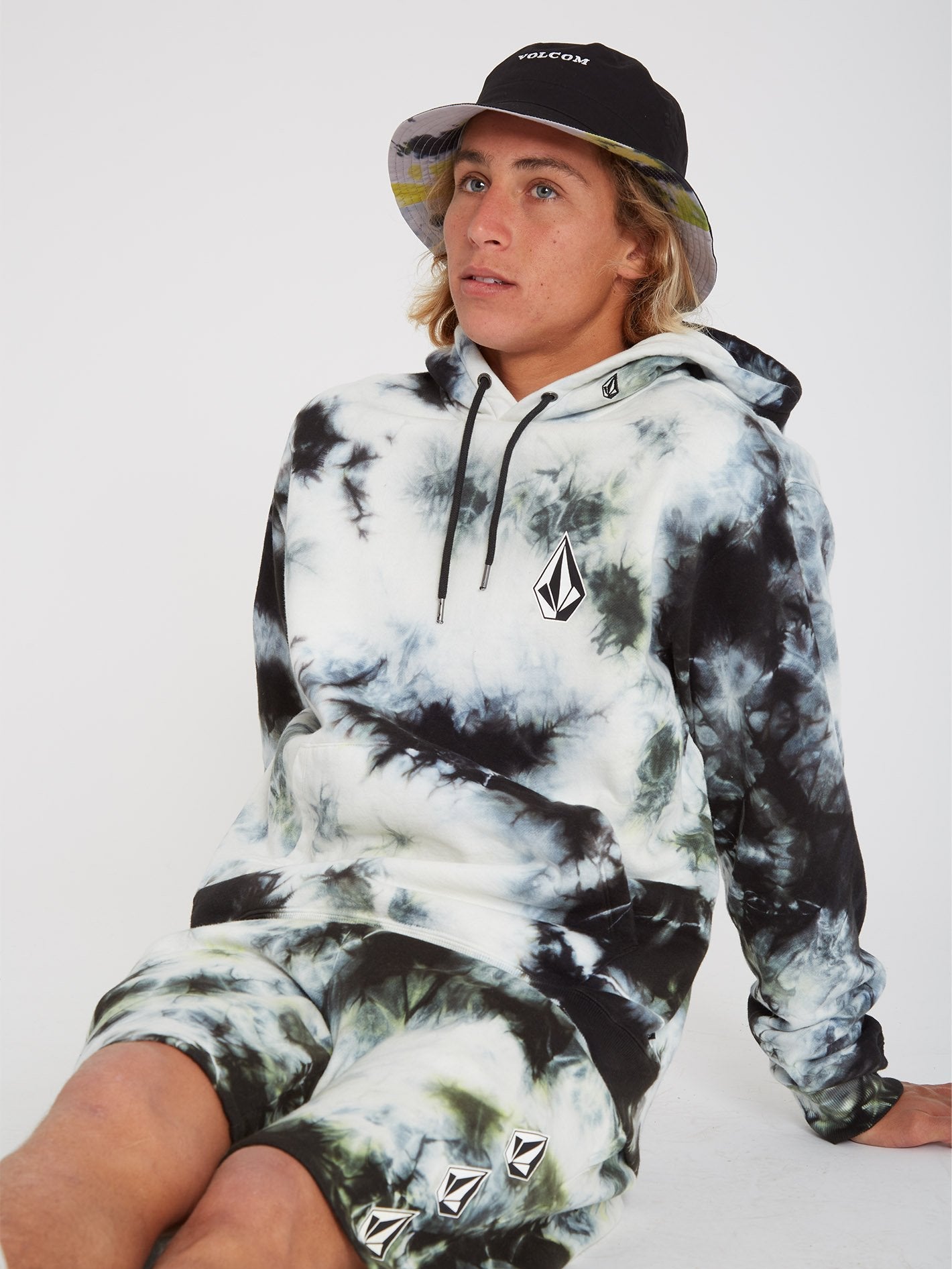 Iconic Stone Plus Hoodie - LIME TIE DYE