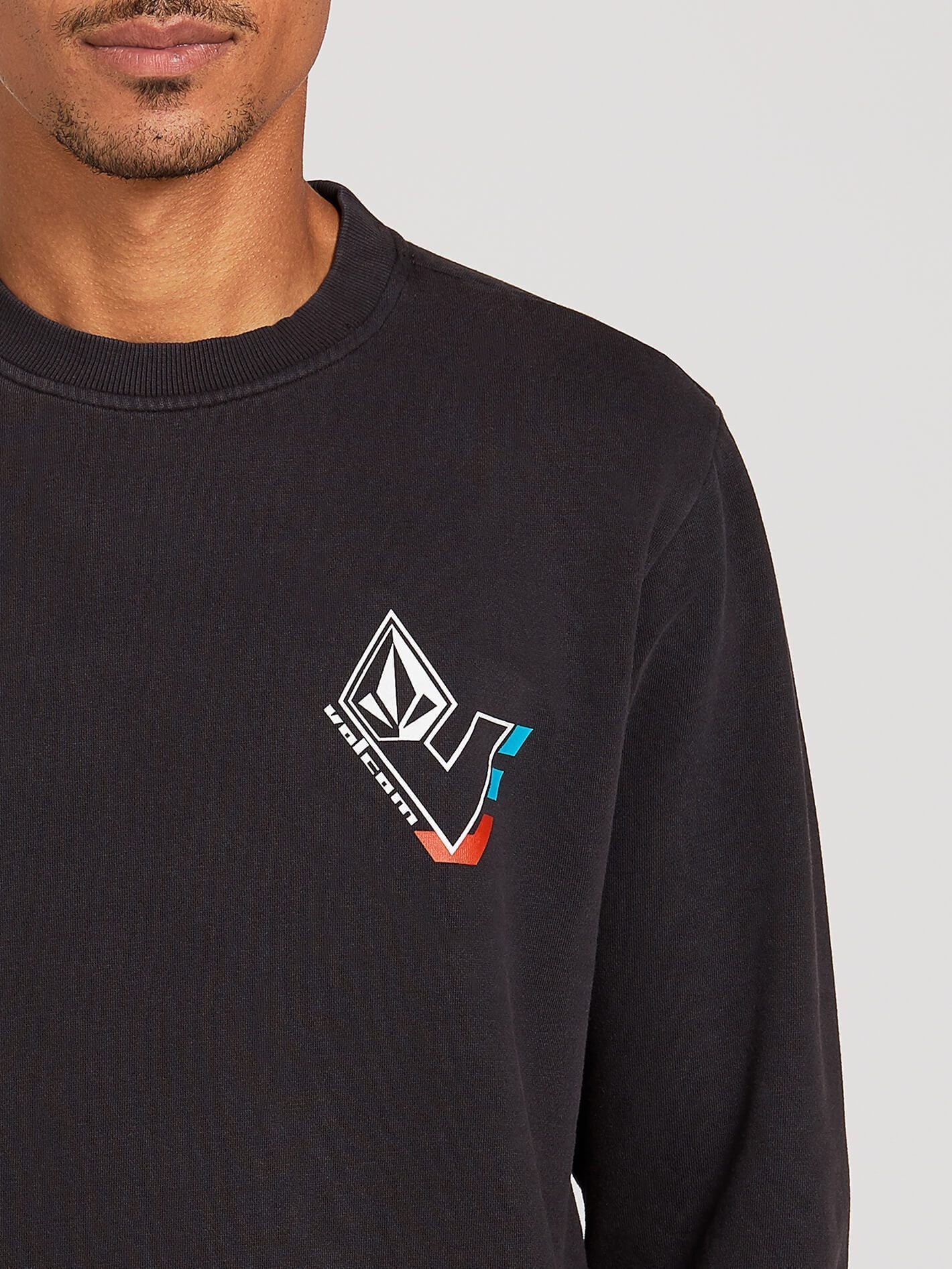 Sweat col rond V-Line Washed- Asphalt Black