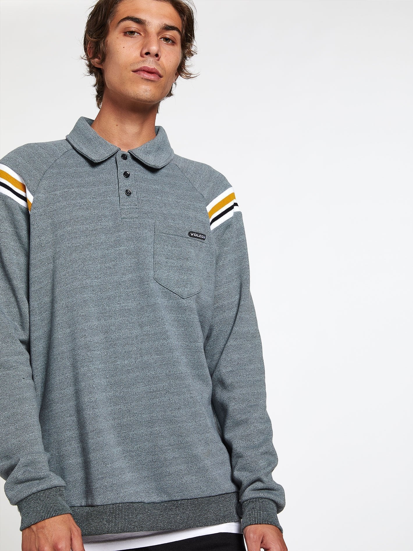 CJ Collins Vpolo Crew Sweater - Cool Blue