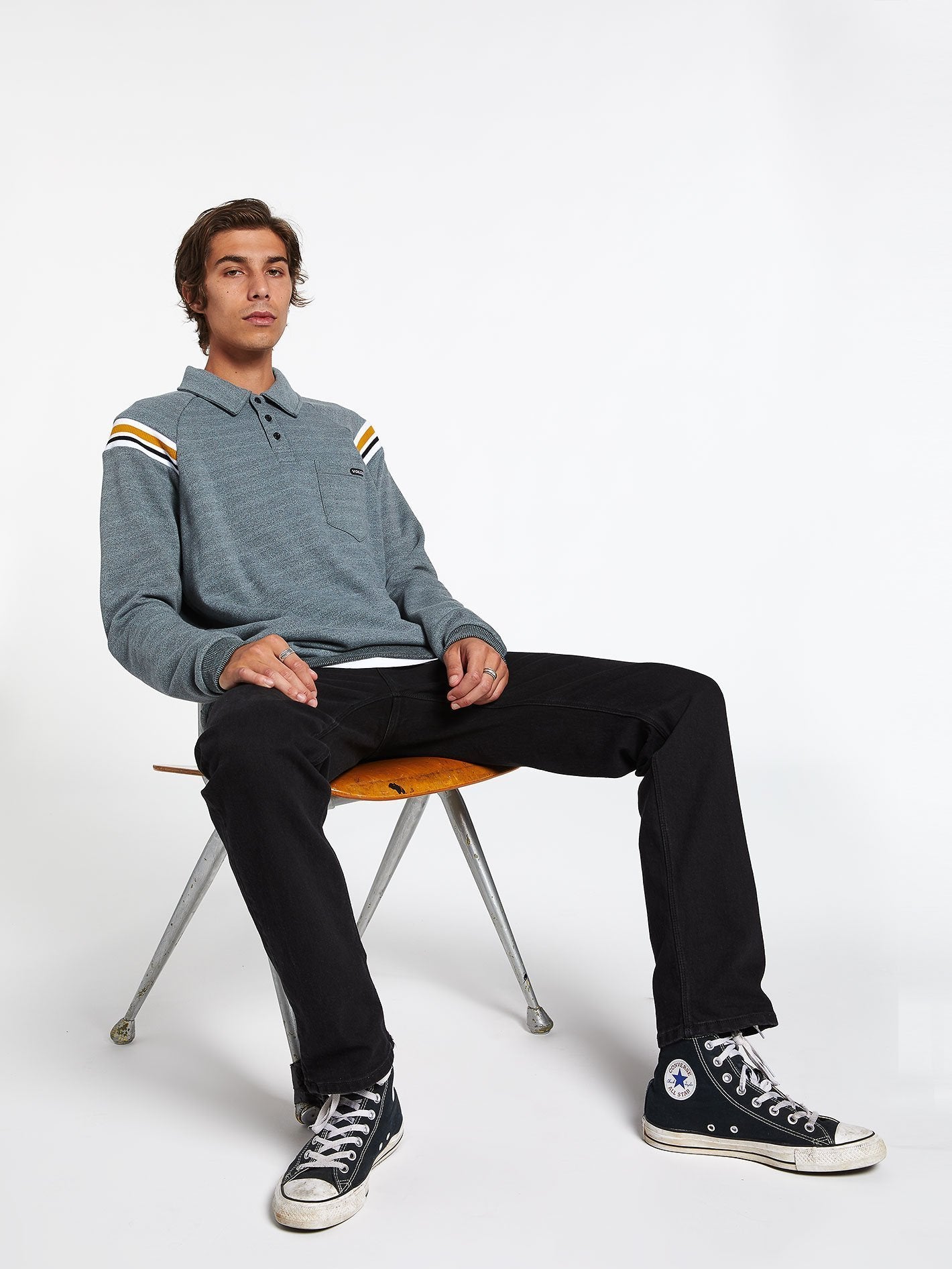 CJ Collins Vpolo Crew Sweater - Cool Blue