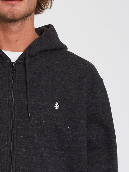 Single Stone Zip Fleece Hoodie - HEATHER BLACK