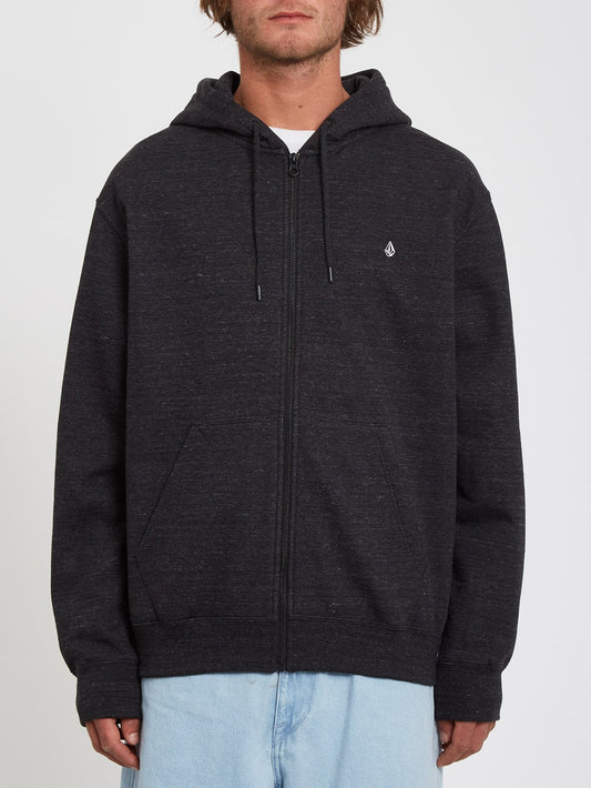 Single Stone Zip Fleece Hoodie - HEATHER BLACK