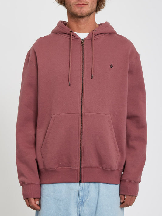 Single Stone Zip Fleece Hoodie - ROSE BROWN