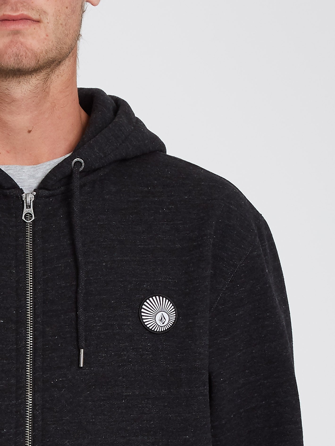 Single Stone Zip Hoodie - HEATHER BLACK