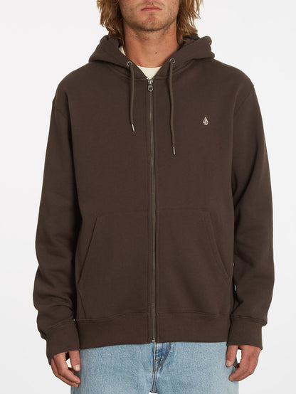 Single Stone Zip Hoodie - DARK BROWN