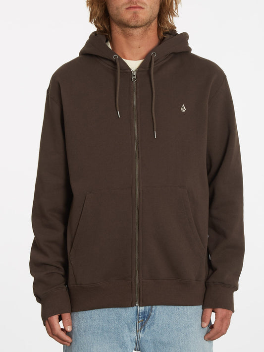 Single Stone Zip Hoodie - DARK BROWN