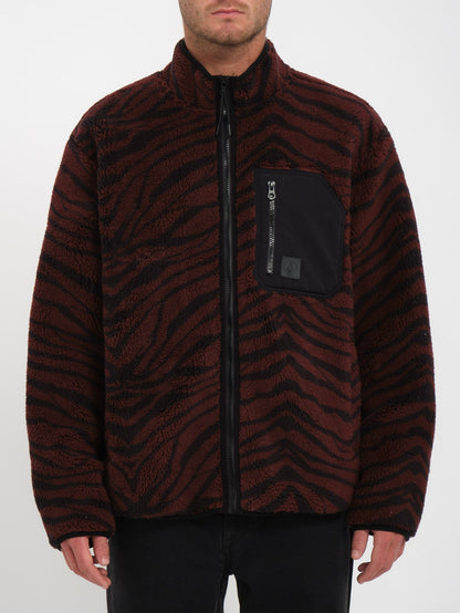 Muzzer Fuzzar Zip Sherpa Sweatshirt - BITTER CHOCOLATE