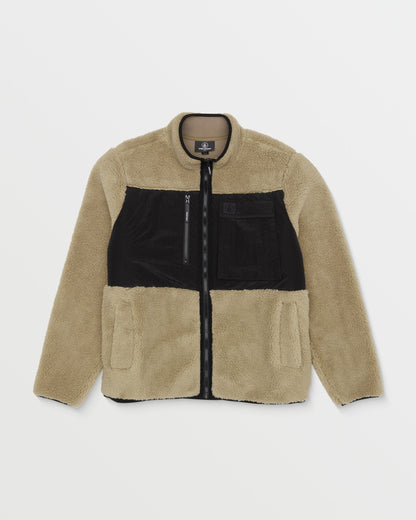Storm Stone Zip Sherpa Sweatshirt - Dark Khaki