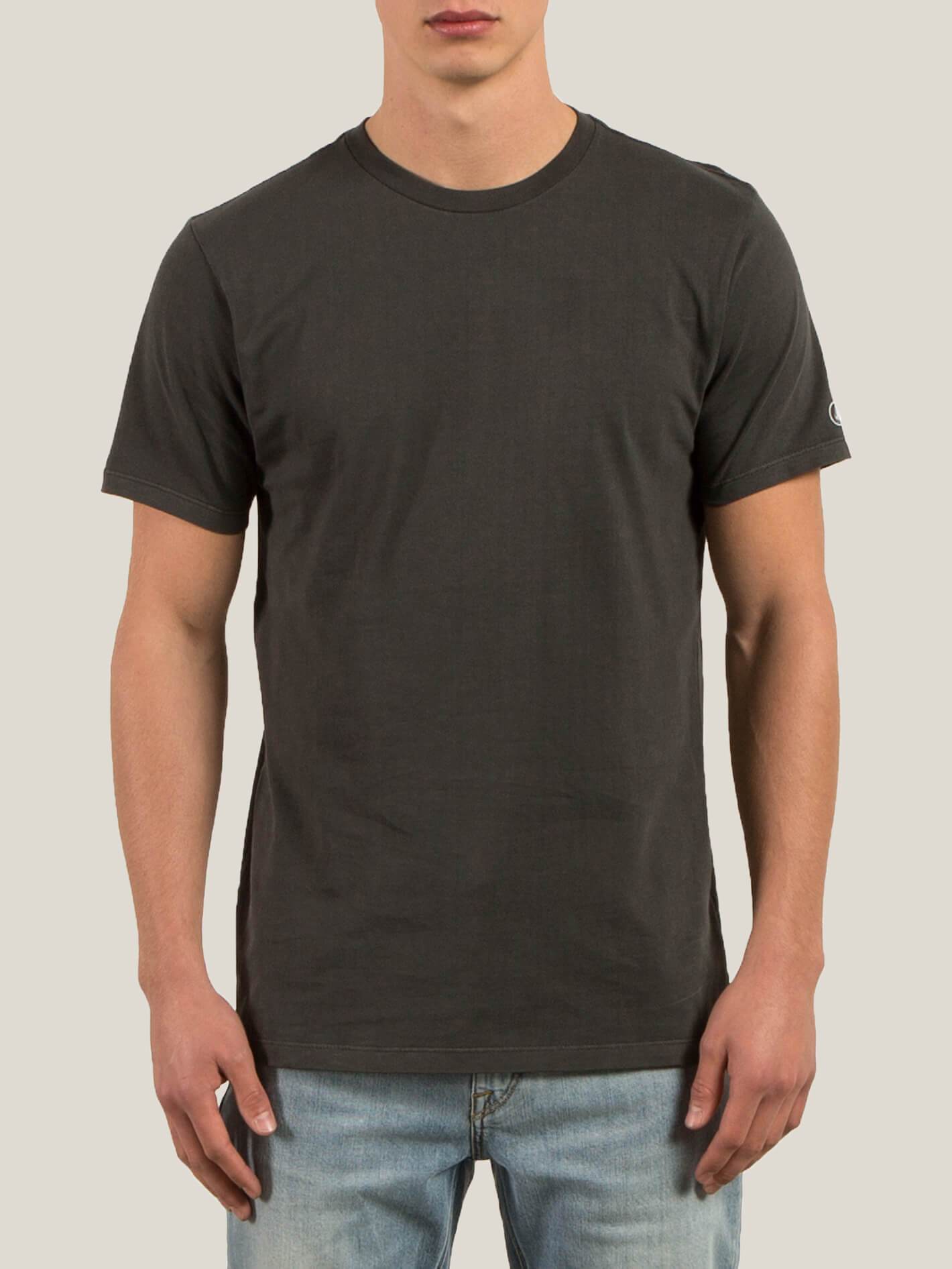 Pale Wash Solid Short Sleeve Tee - Black