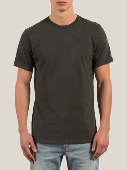Pale Wash Solid Short Sleeve Tee - Black