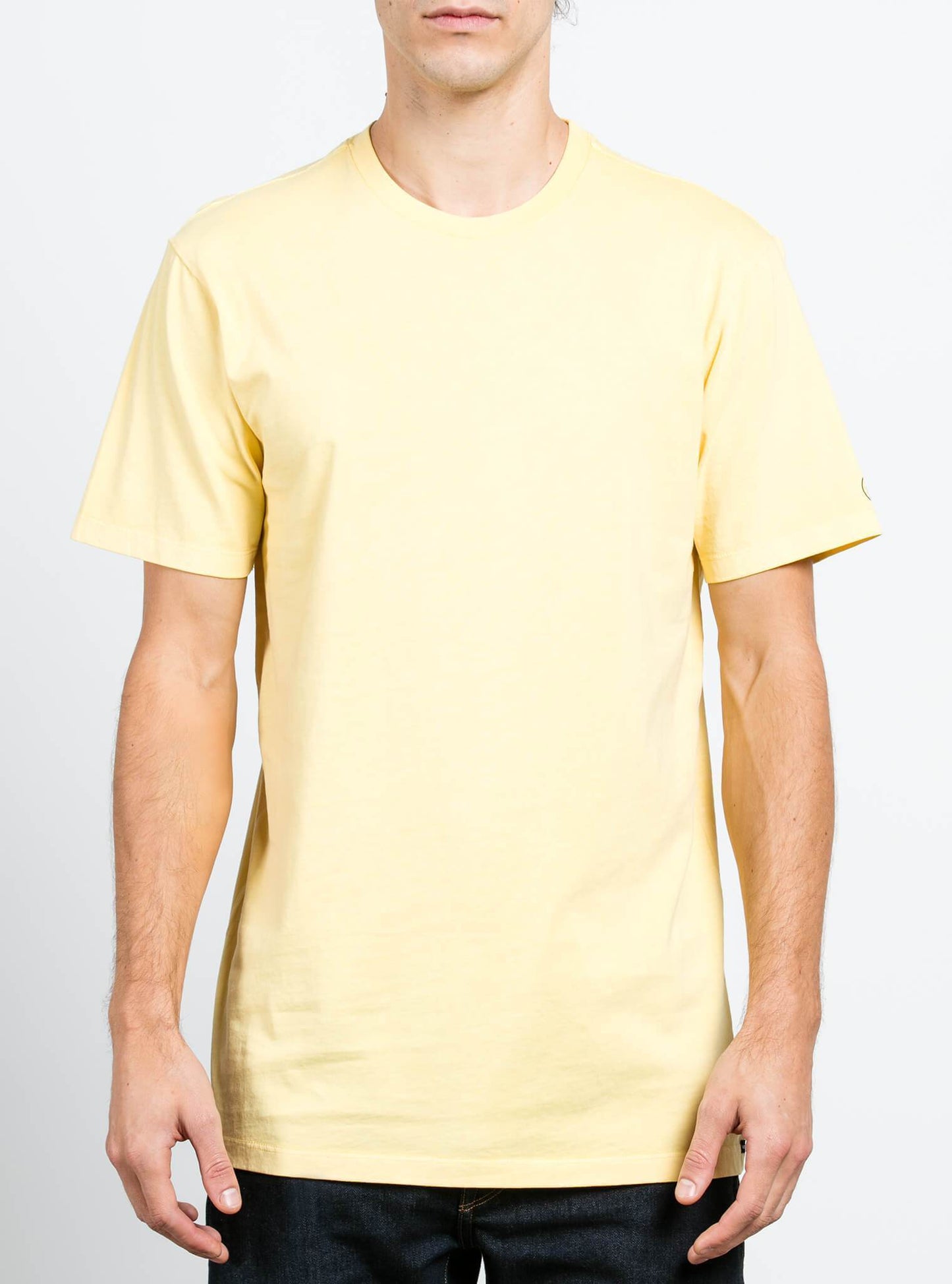 Pale Wash Solid Short Sleeve Tee - Light Yellow