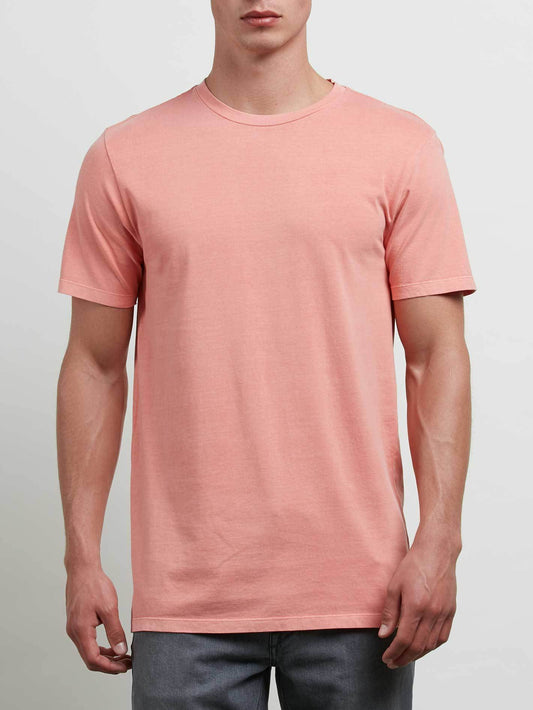 Pale Wash Solid Short Sleeve Tee - Salmon