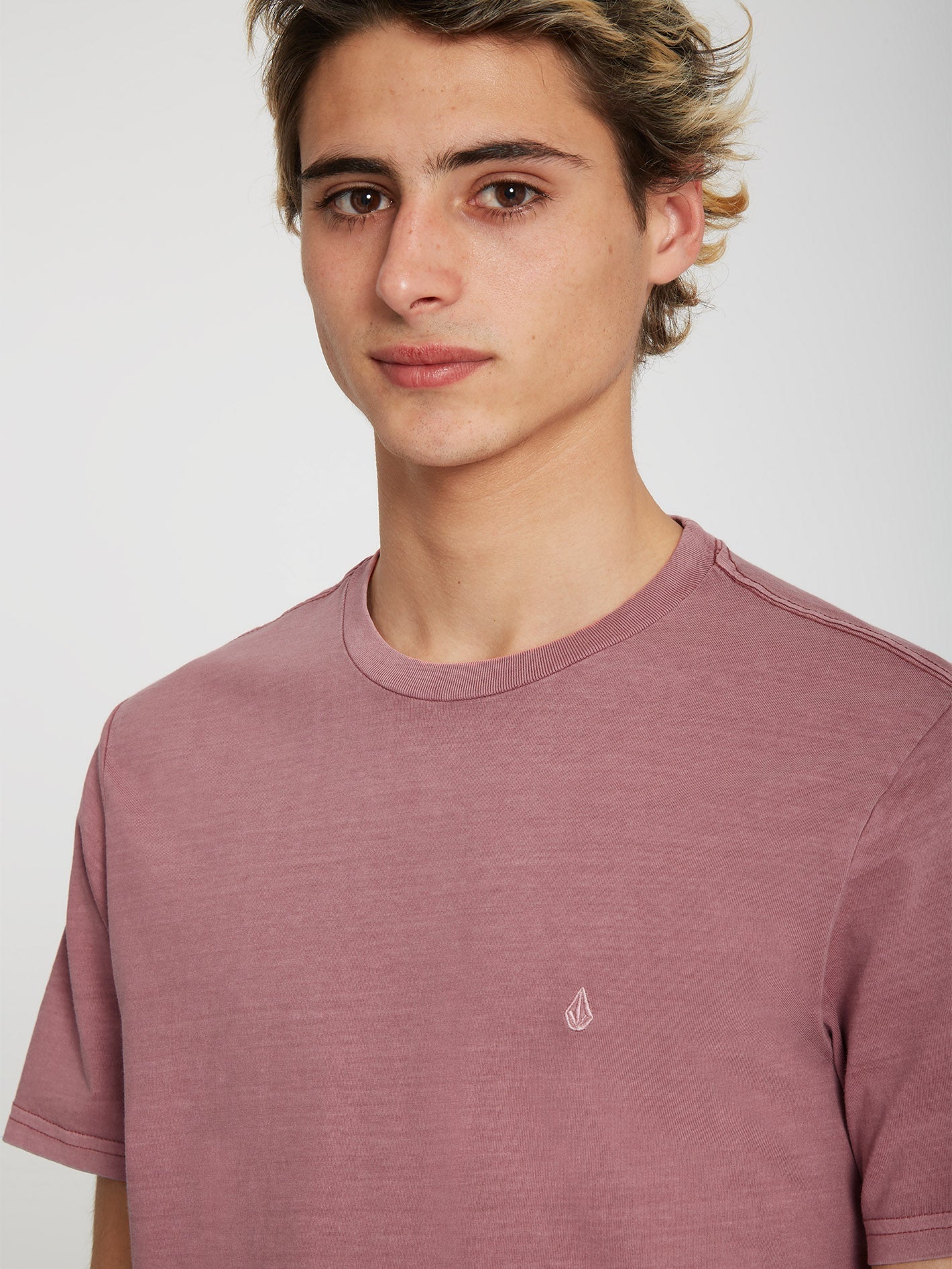 Solid Stone Emb T-shirt - ROSE BROWN