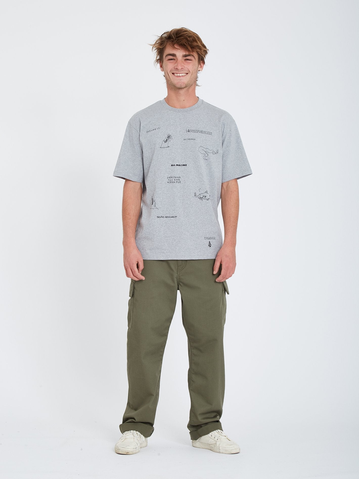 Pentagram Pizza T-shirt - HEATHER GREY