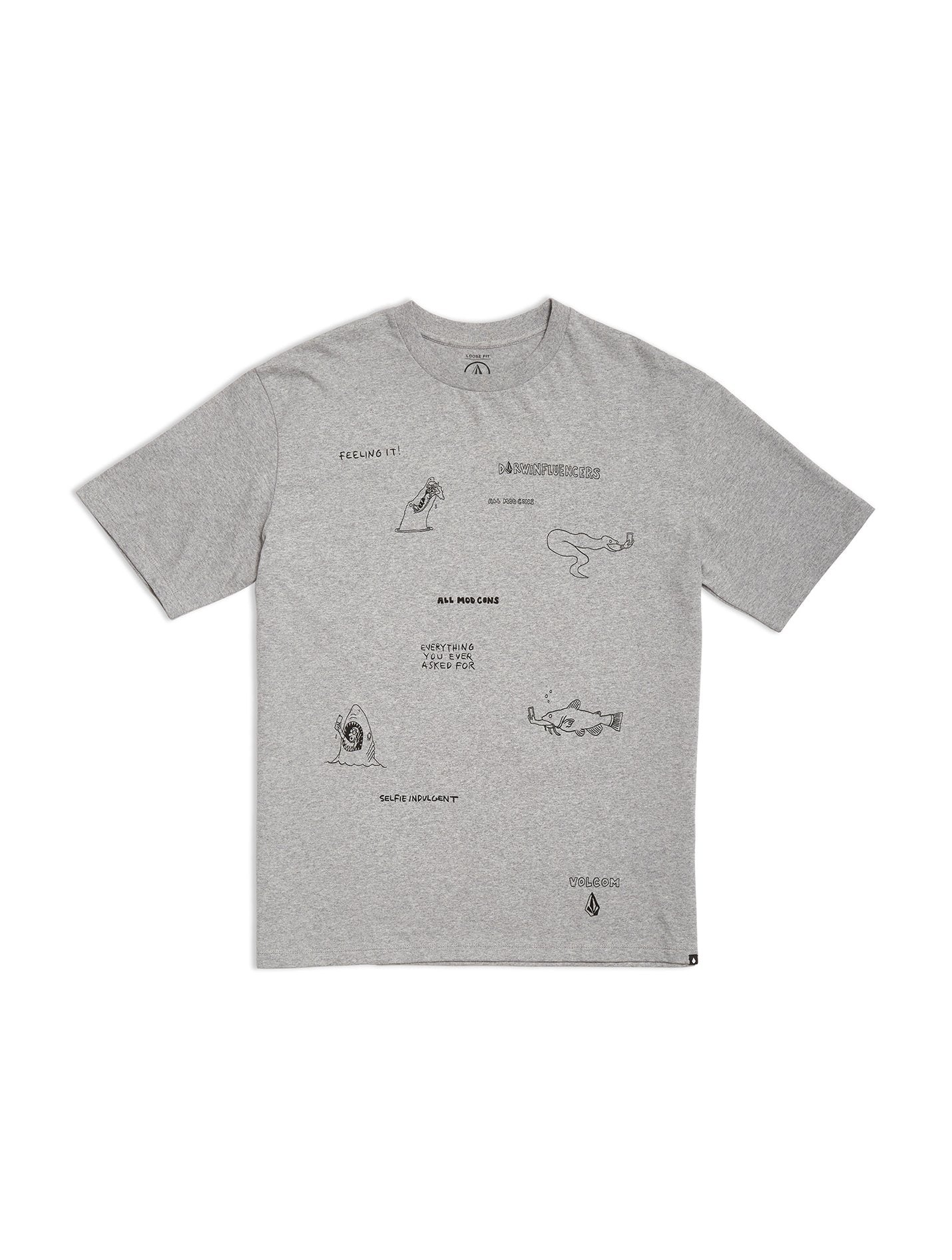 Pentagram Pizza T-shirt - HEATHER GREY