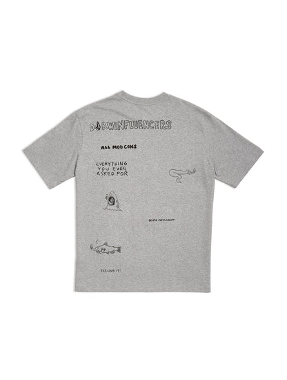Pentagram Pizza T-shirt - HEATHER GREY