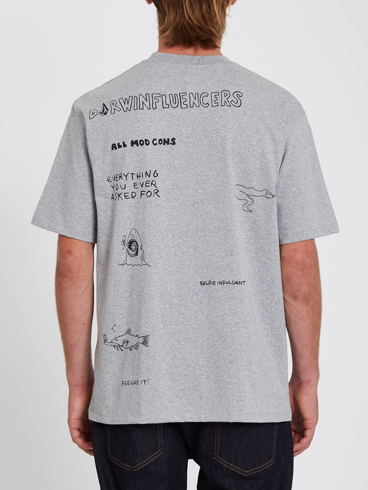 Pentagram Pizza T-shirt - HEATHER GREY