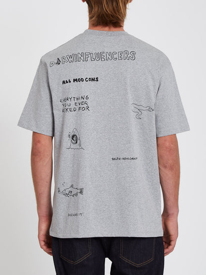 Pentagram Pizza T-shirt - HEATHER GREY