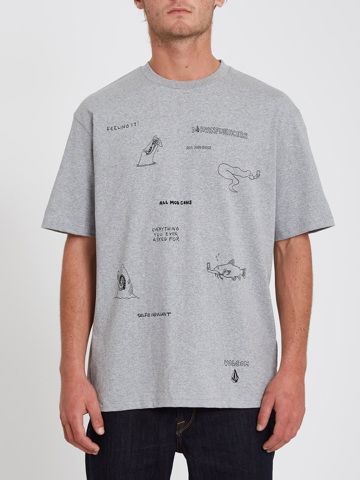 Pentagram Pizza T-shirt - HEATHER GREY